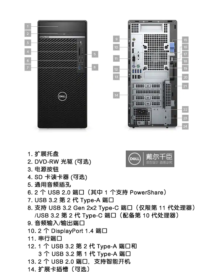戴尔delloptiplex7090mt十一代八核i7设计建模渲染台式机电脑7080升级