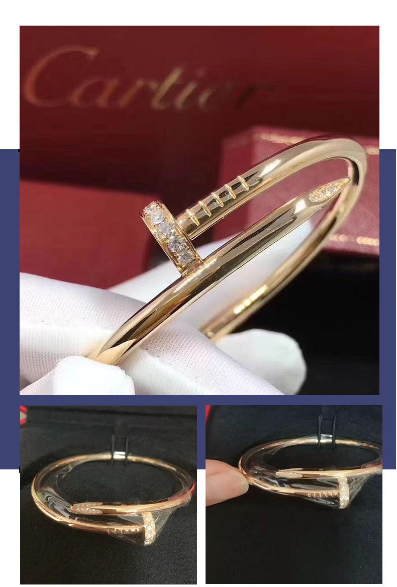【二手99新】未使用cartier/卡地亚钉子手镯 玫瑰金钻石手镯小号 16号
