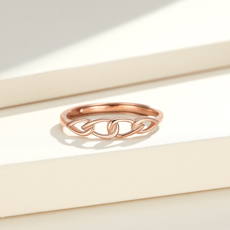 潮宏基紧守18k金戒指彩金戒指女士指环时尚戒子au750玫瑰金女戒食指戒