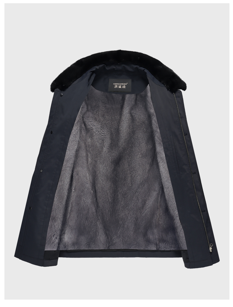 尼克服商务翻领貂皮大衣可拆卸奶牛貂貂绒内胆整貂十字貂皮草裘皮加厚