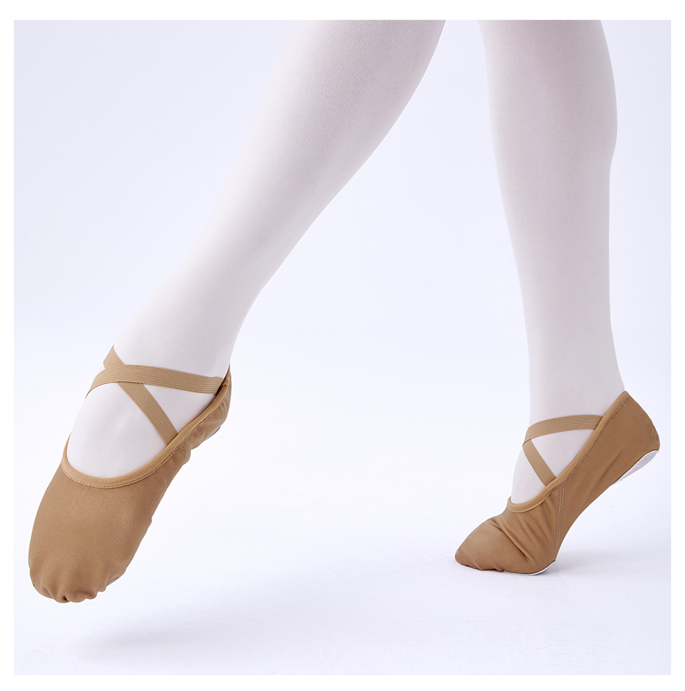 免系带舞蹈鞋儿童女软底练功成人形体猫爪古典女童专业弹力布芭蕾舞鞋