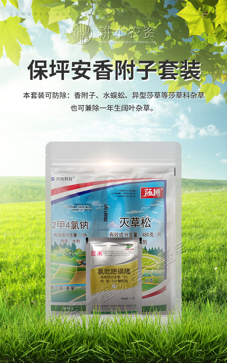 百慕大马尼拉混播草坪除草剂香附子水花生莎草一年生阔叶保坪安 65g