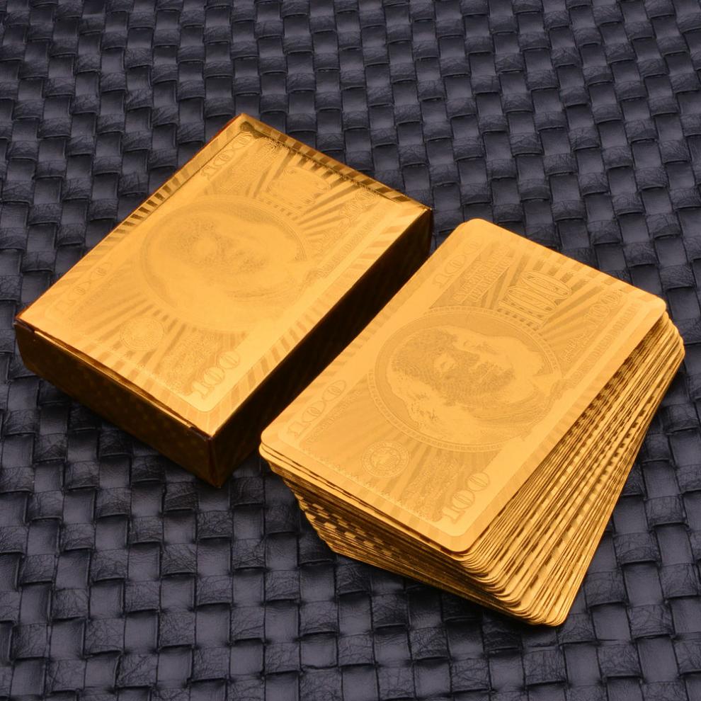 健斯卡jiansika黄金色金箔塑料扑克牌澳门风云同款土豪金创意扑克磨砂