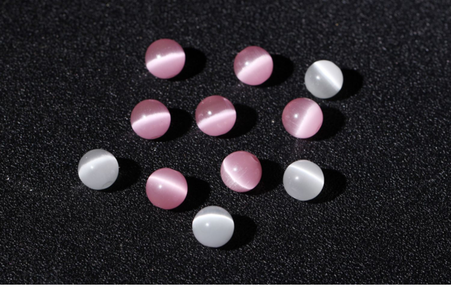 粉猫眼石白猫眼石散珠子半成品diy饰品配件手工编织串珠圆珠整包 白