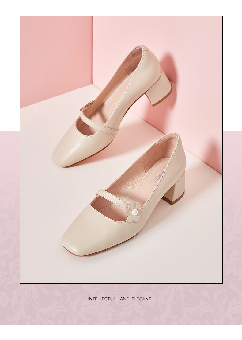 热风女鞋2021年秋季新款时尚通勤粗跟单鞋女05红色39偏大一码