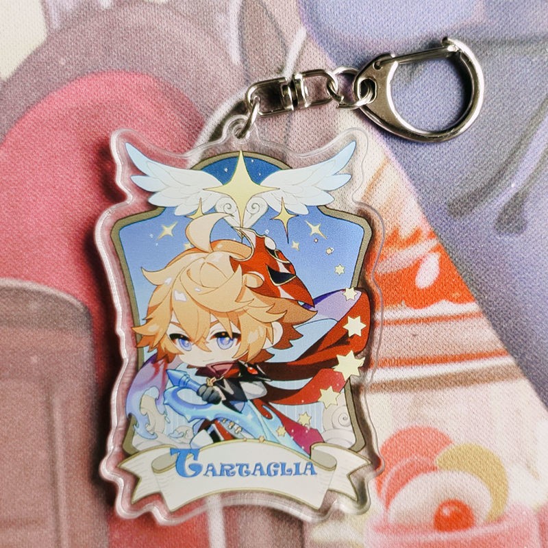 万代原神游戏夹层(滴胶)钥匙扣书包令牌型胡桃甘雨雷电八重神子挂件 3