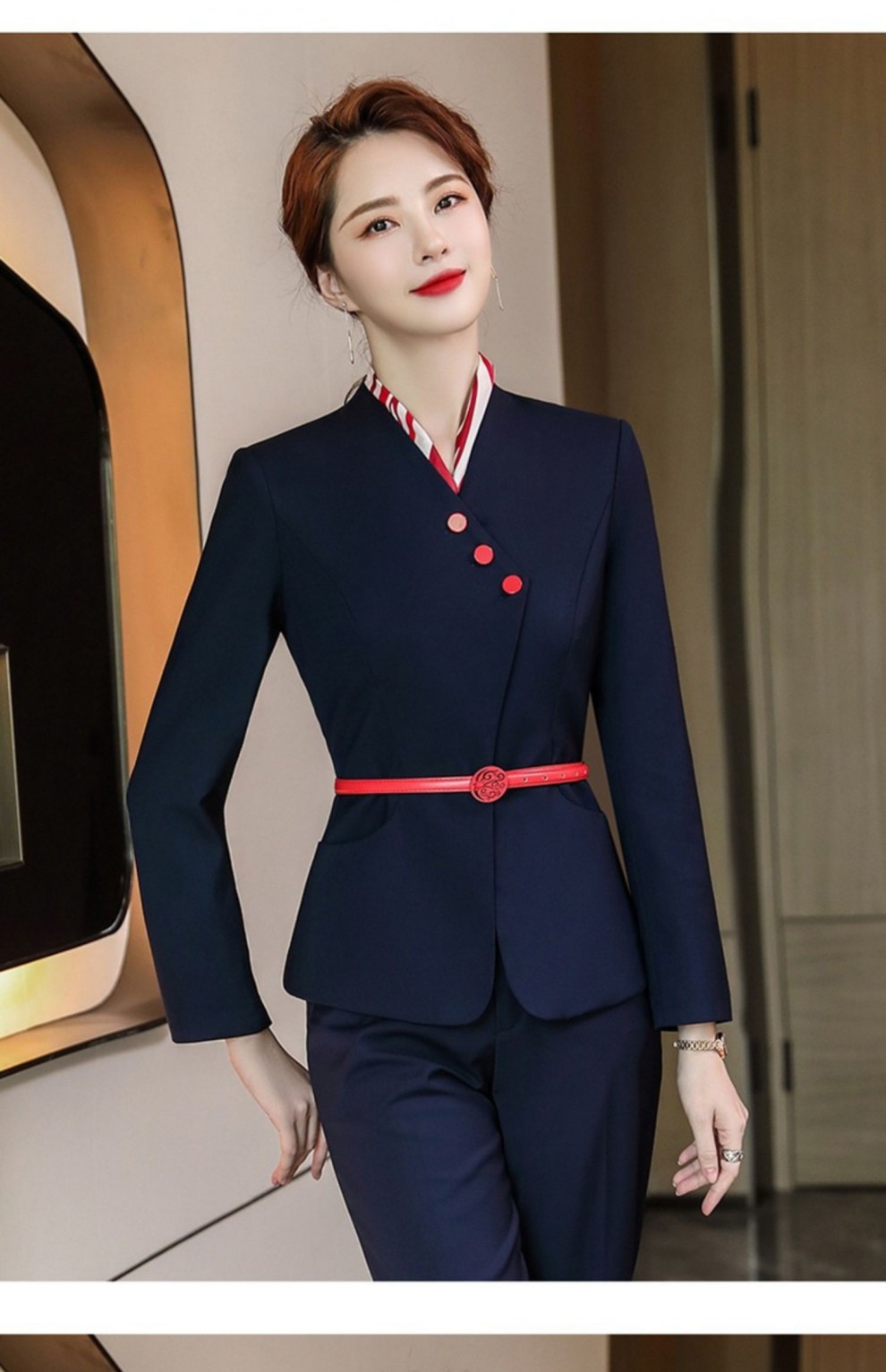 南航空姐学院风制服职业套装气质美容师女高端酒店前台接待工作服