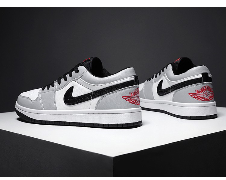 莆田纯原aj男女鞋低帮冰激凌黑红脚趾休闲运动篮球鞋 烟灰色 35【图片