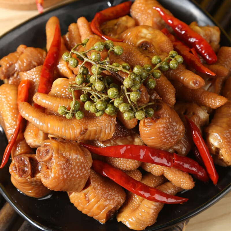 嗨捕手椒麻鸡爪微辣美食捕手网红有骨鸡爪麻辣味小零食袋装220克嗨