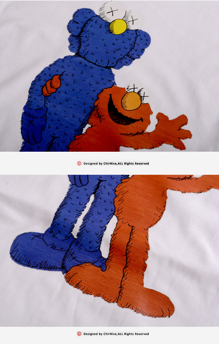 ea潮牌ins超火周杰伦bboy芝麻街卡通动漫短袖t恤男女bf宽松风纯棉情侣