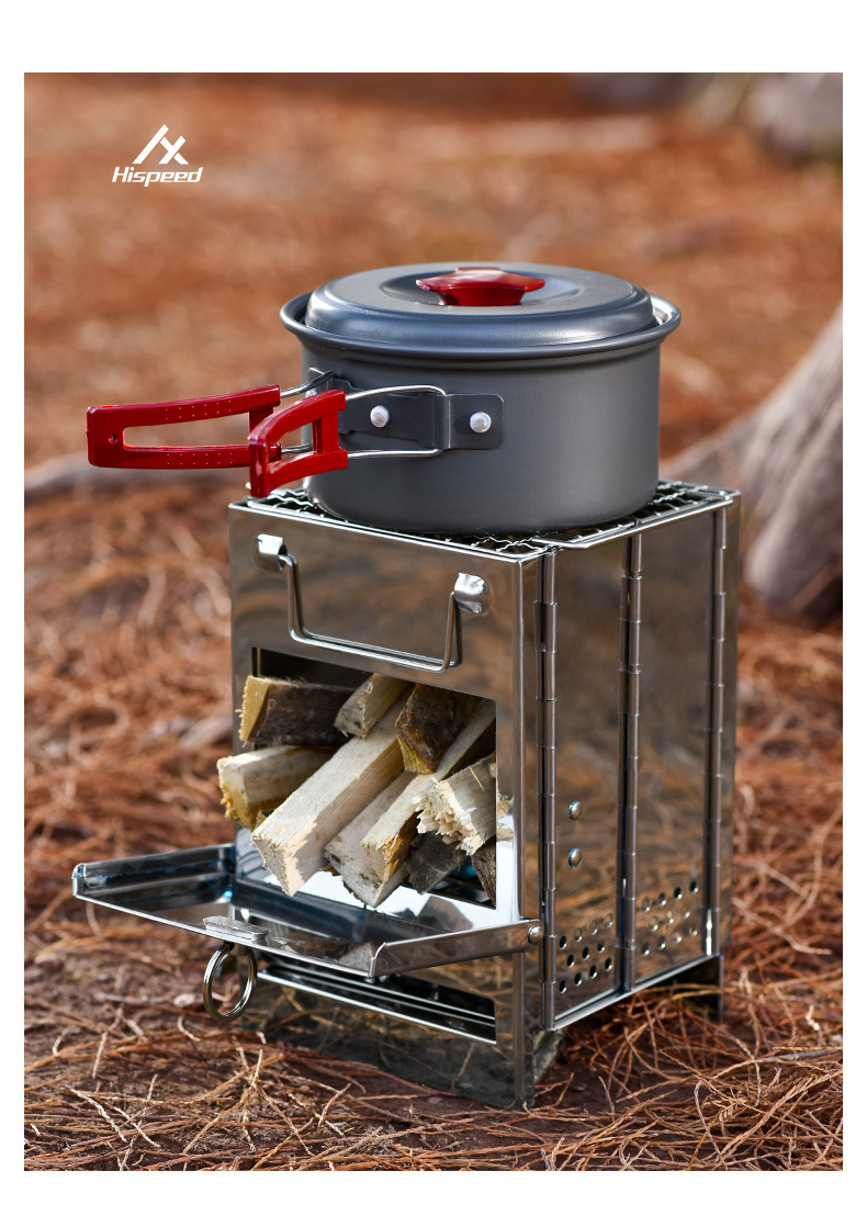 cai火炉户外折叠便携式露营用品不锈钢野炊炉具烧烤炉 多功能柴火炉