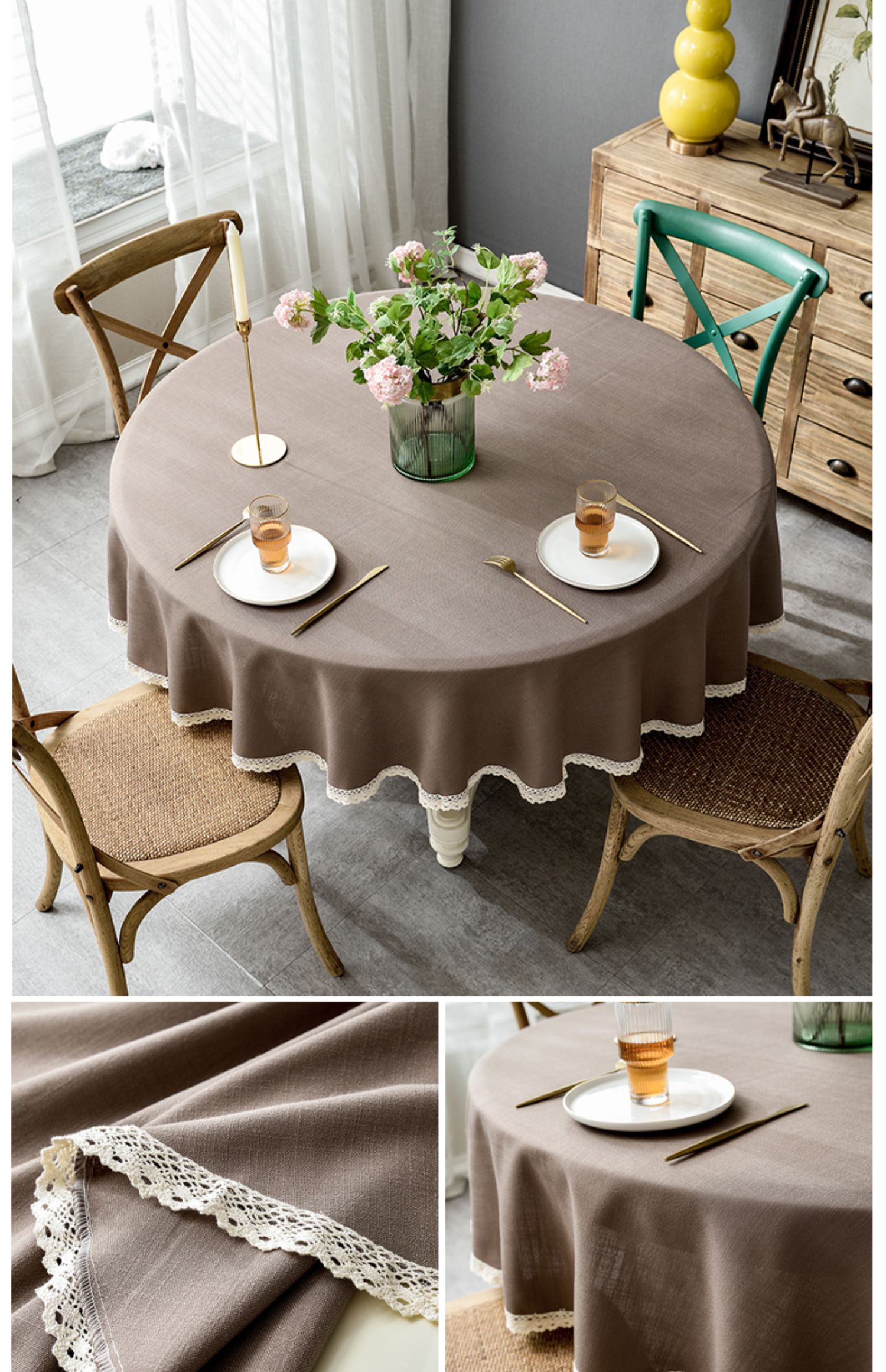 桌布酒店圆桌布布艺饭店餐厅宴会大圆桌桌布欧式餐桌布家用圆形台布斑