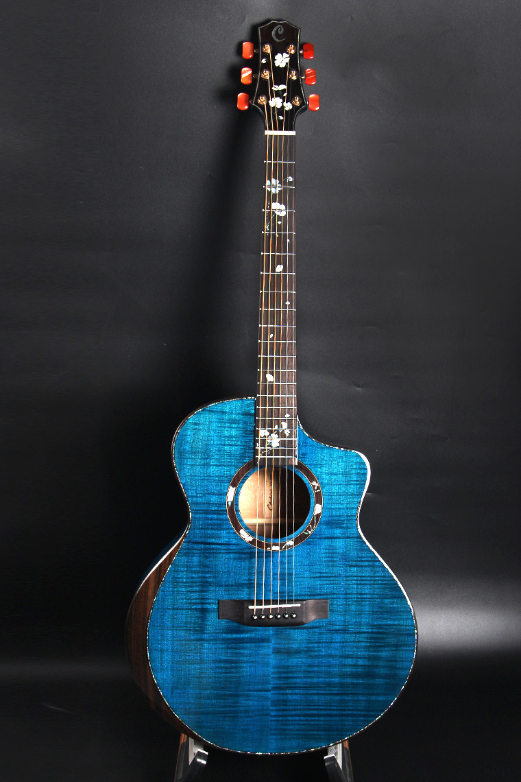 专业高端哑光亮光单板guitar吉他41寸云杉面虎纹枫木搽色民谣乐器