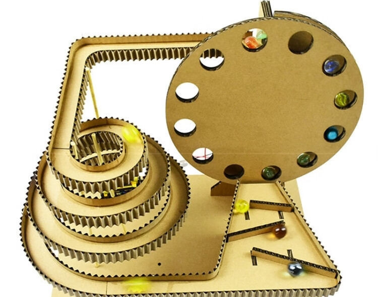 过山车玩具弹珠过山车手工材料纸板瓦楞纸轨道科学实验制作业循环弹珠