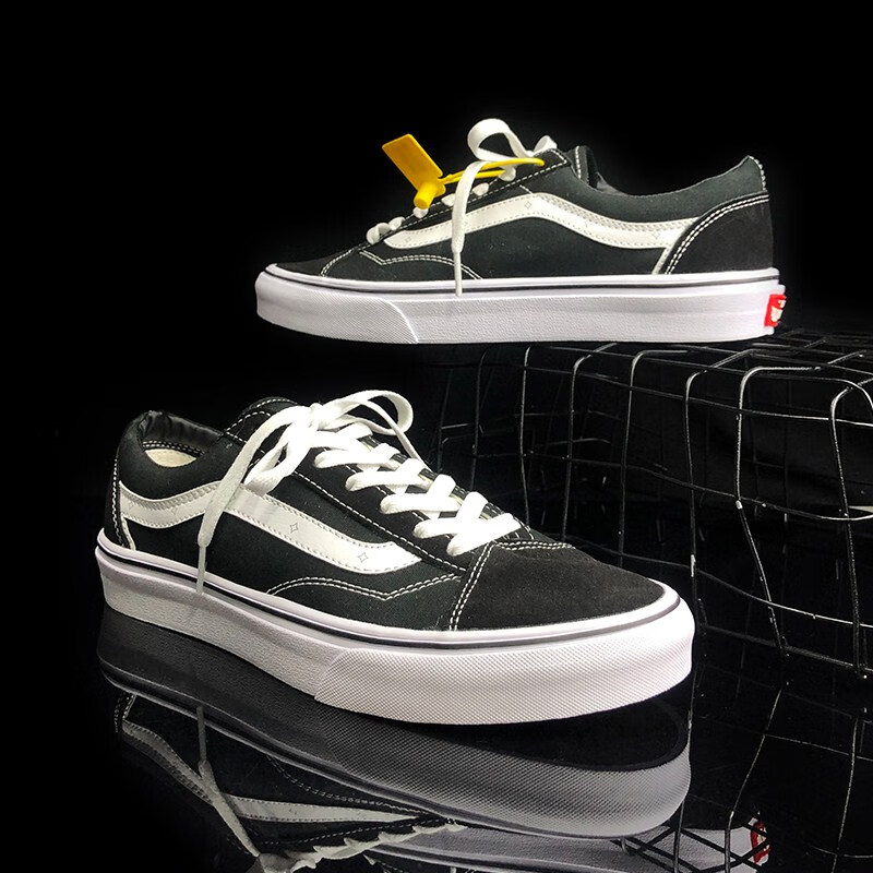 万斯男鞋官方官网经典黑色低帮板鞋学生百搭帆布鞋 黑色 (收藏加购送