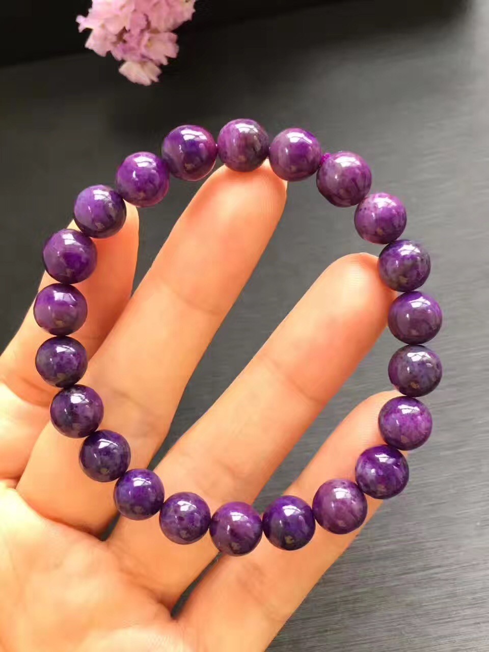 天然舒俱来皇家紫手链 男女佛珠108颗多圈苏纪石樱花紫手串配饰 9mm