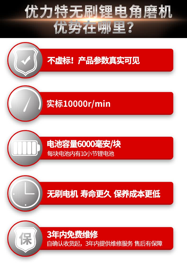 优力特无线充电式角磨机打磨机锂电池手磨光切割机手砂轮电动工具定制