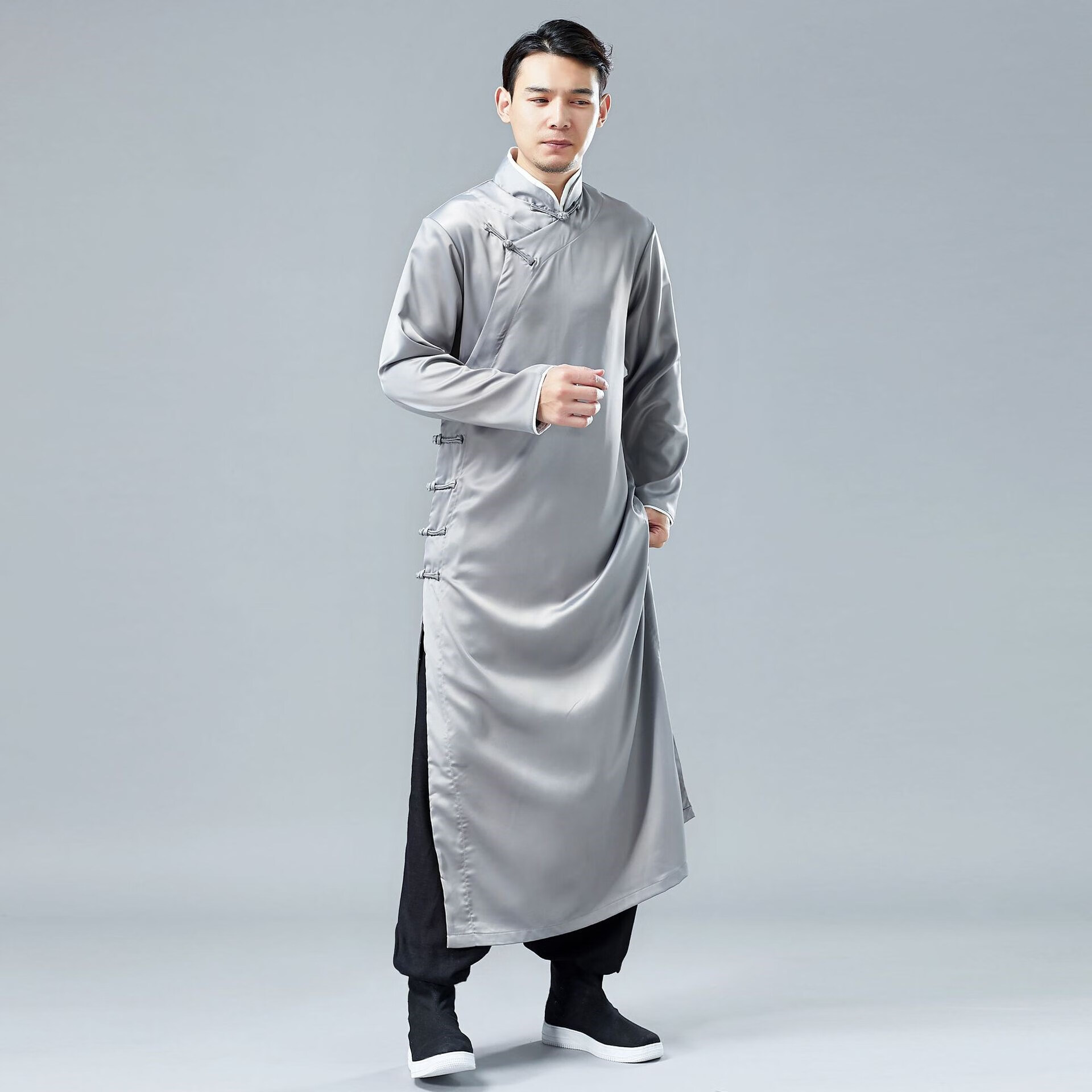 褂子 民国 男旗袍中式长衫唐装绸面新郎礼服古装盘扣长袍外套先生褂子