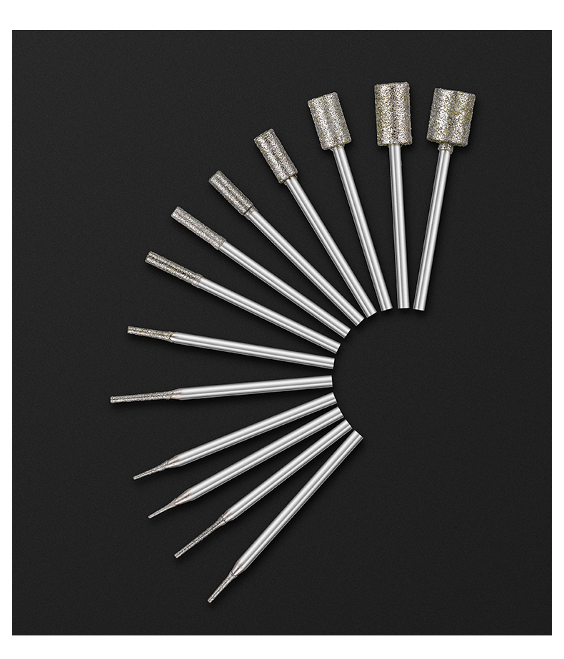 玉雕配件金刚砂磨针翡翠开窗去皮钻头打磨头玉石雕刻磨头a针圆柱 a针