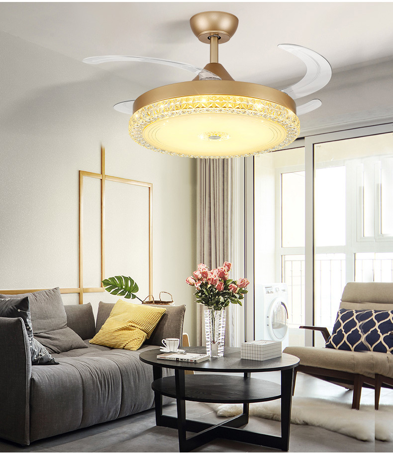 韩御餐厅隐形风扇灯 客厅吊扇灯 吊顶风扇带灯 卧室