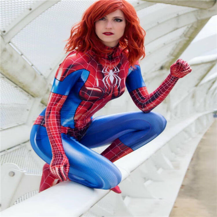亚百鹿抖音cos女款二次元mj黑蜘蛛侠连体紧身衣黑猫共生体cosplay