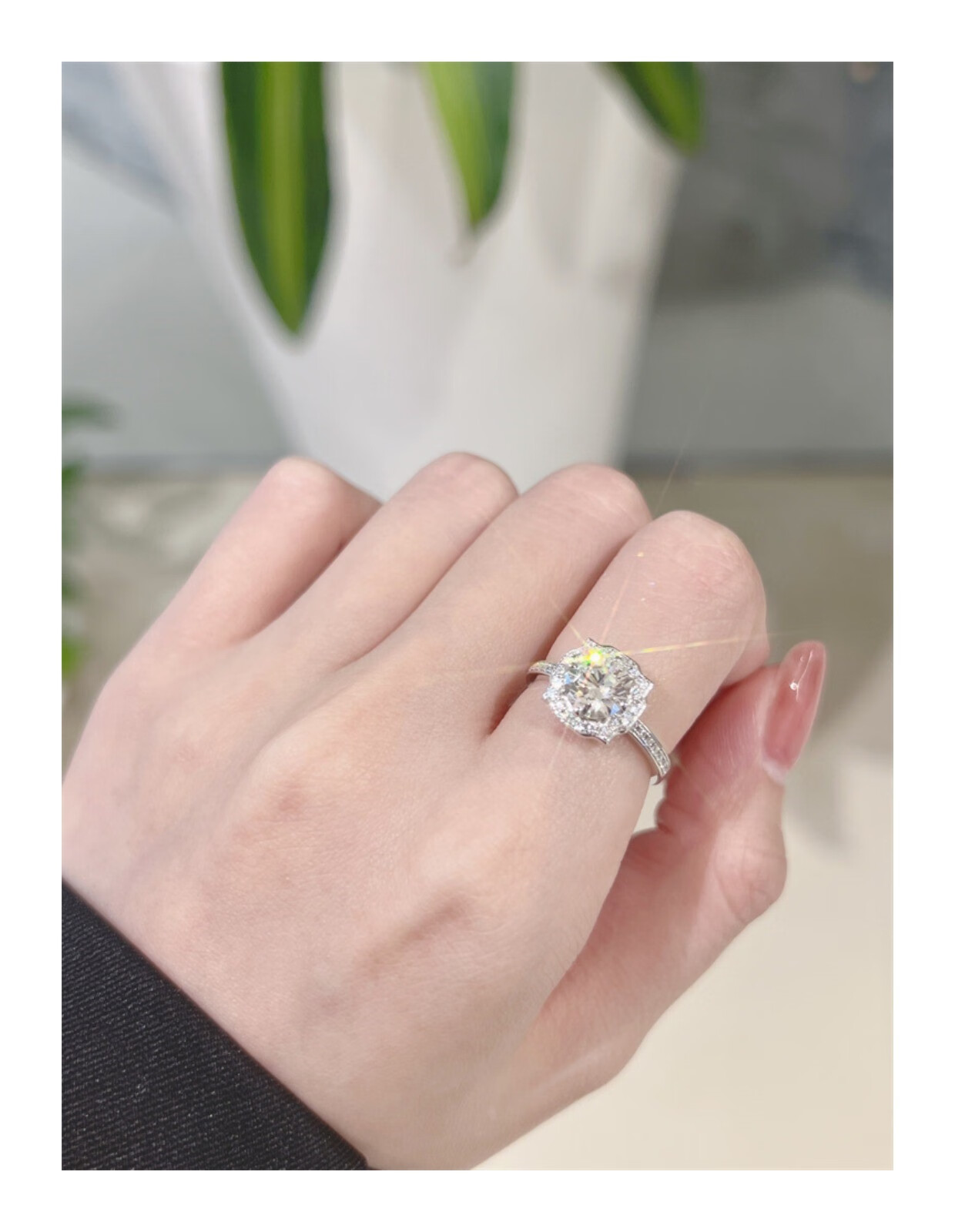 【芙芬官方旗舰】复古感belle一克拉钻戒仿真hw求婚结婚钻石戒指女