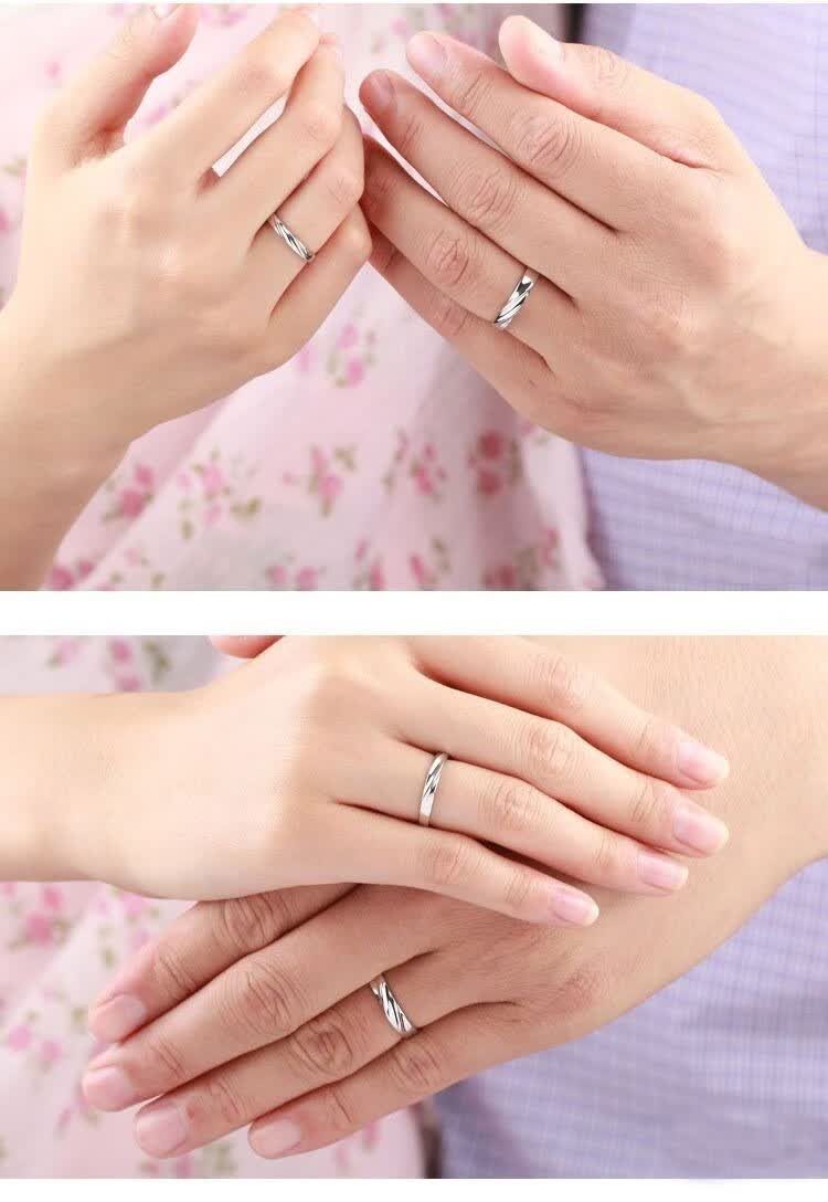 pt950铂金情侣钻石戒指男女对戒铂金莫桑钻戒女男一对白金戒新款 喜棠