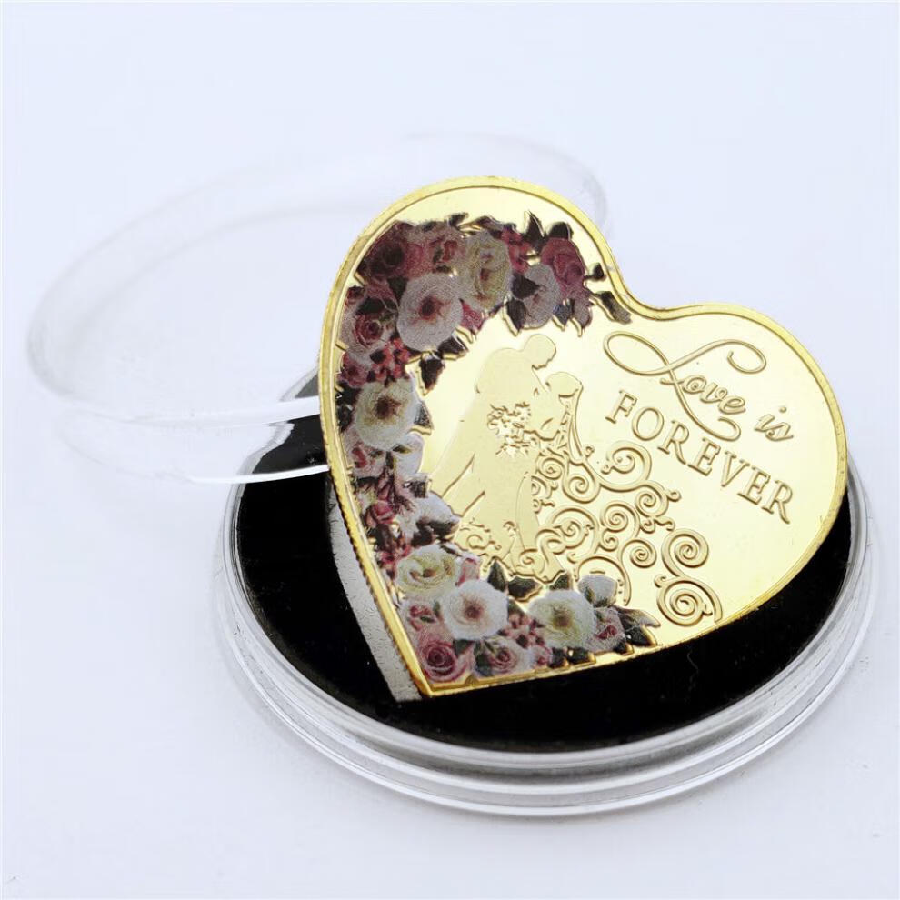 【官方精品】心形纪念币2022 心形纪念币爱情金银纪念币 玫瑰恋人心型