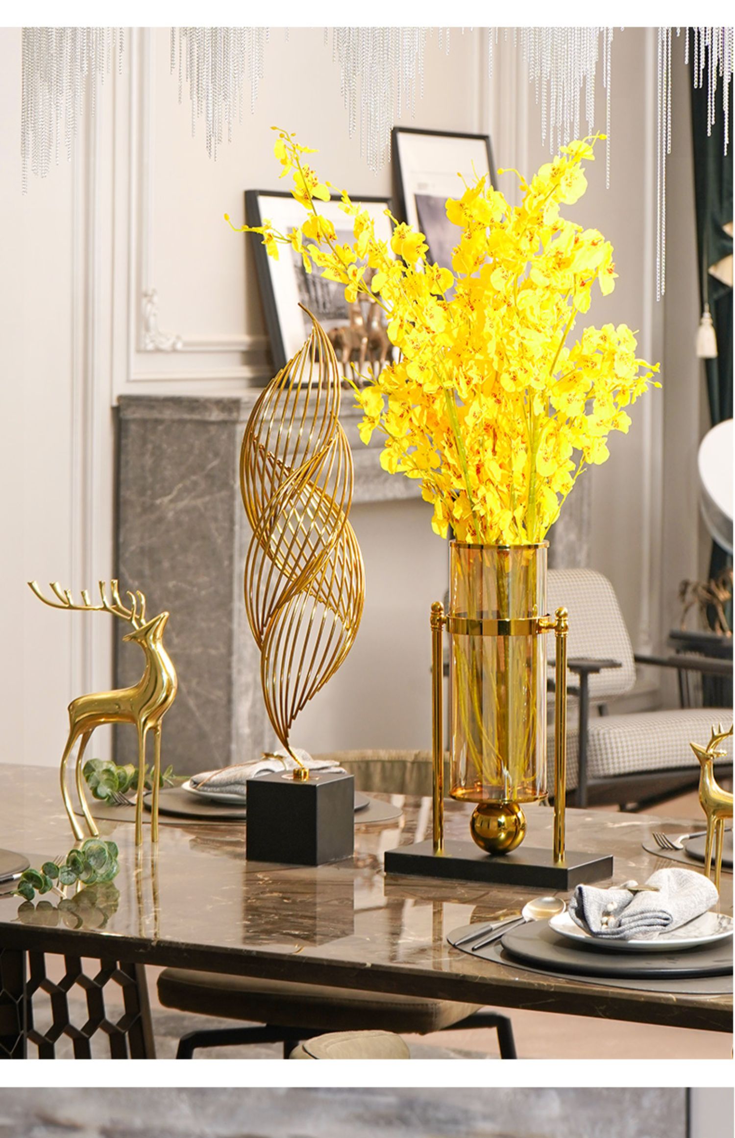 现代轻奢风生水起家居软装饰品客厅玄关电视高档柜办公室酒店摆件创意