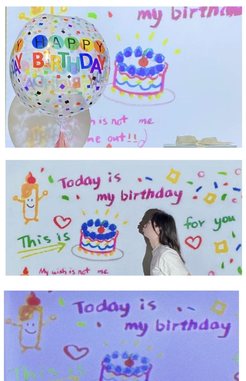 生日快乐投影灯ins网红宝宝女朋友男朋友闺蜜生日派对拍照道具不必