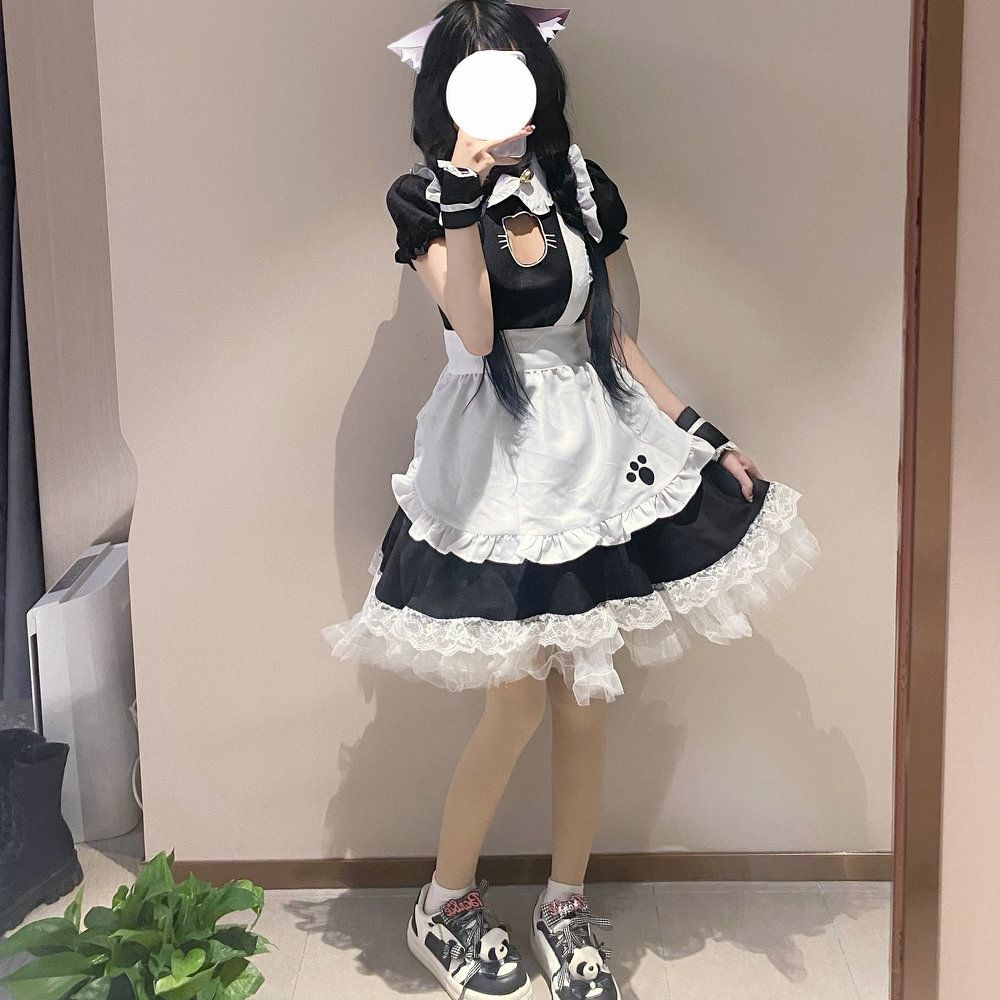 赛瑟达 女仆装cos可爱学生女仆服装连衣裙lolita套装猫女郎服装大码