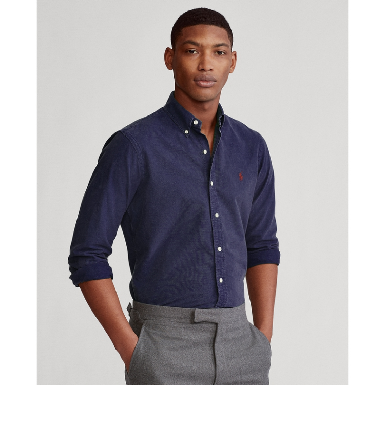 ralphlauren拉夫劳伦男装经典款染色长袖牛津布衬衫rl13887410海军蓝