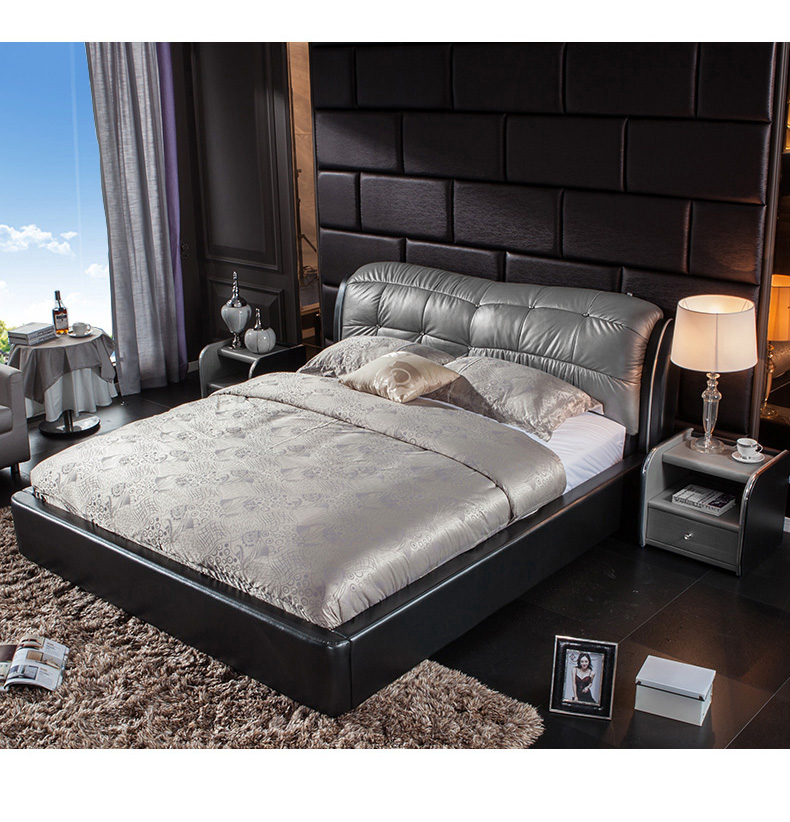 8米双人床/软床/婚床 简约现代卧室家具床rc8 双人床 1.8米