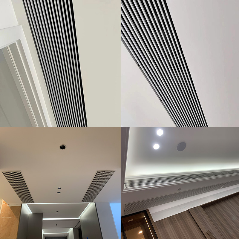 风管机出风口格栅隐形无边石膏板预埋式空调进可调节极窄线性定制