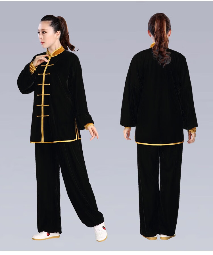 中老年秋冬晨练服棉麻太极服套装冬装加绒加厚金丝绒不倒绒南韩绒练功