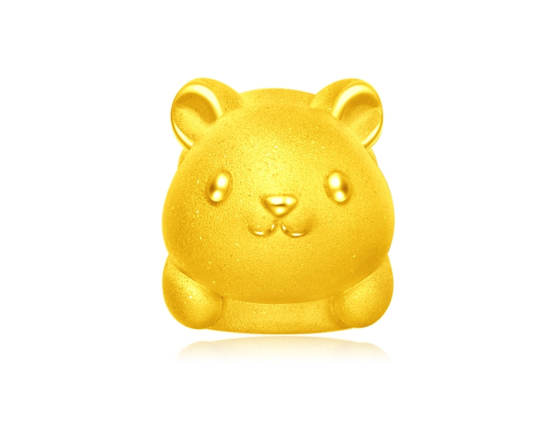 有前兔3d硬金可爱小兔子串珠情侣女款有钱兔金重约105克配红色钢丝绳