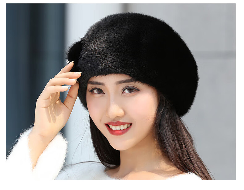 女士冬天戴的水貂皮帽子女士中老年冬季整貂毛冬天时尚貂绒皮草妈妈