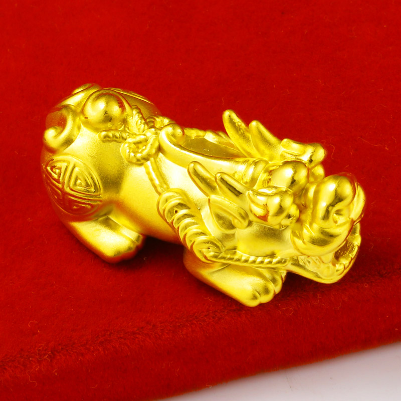 玉相伴 黄金手链配件貔貅招财进宝3d硬金999足金男女黄金吊坠麒麟 加