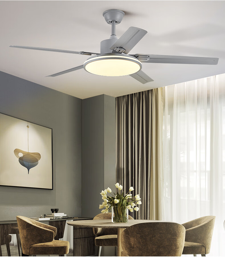韩御餐厅风扇灯客厅吊扇灯饭厅电扇带灯吊扇电风扇灯灯扇一体带电灯扇