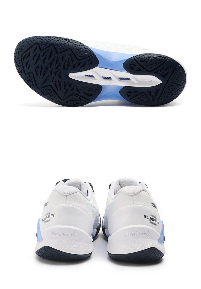 asics亚瑟士羽毛球鞋男子极光blast ff2比赛运动鞋女 白色/蓝色 38