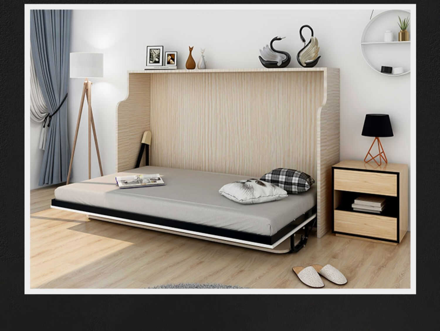 豪优锐隐形床立墙式折叠床五金配件联动壁床定制正翻侧翻床板床自动