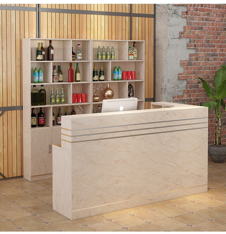 小型收银台收银台简约现代饭店吧台酒柜一体转角吧台柜商用店铺小型