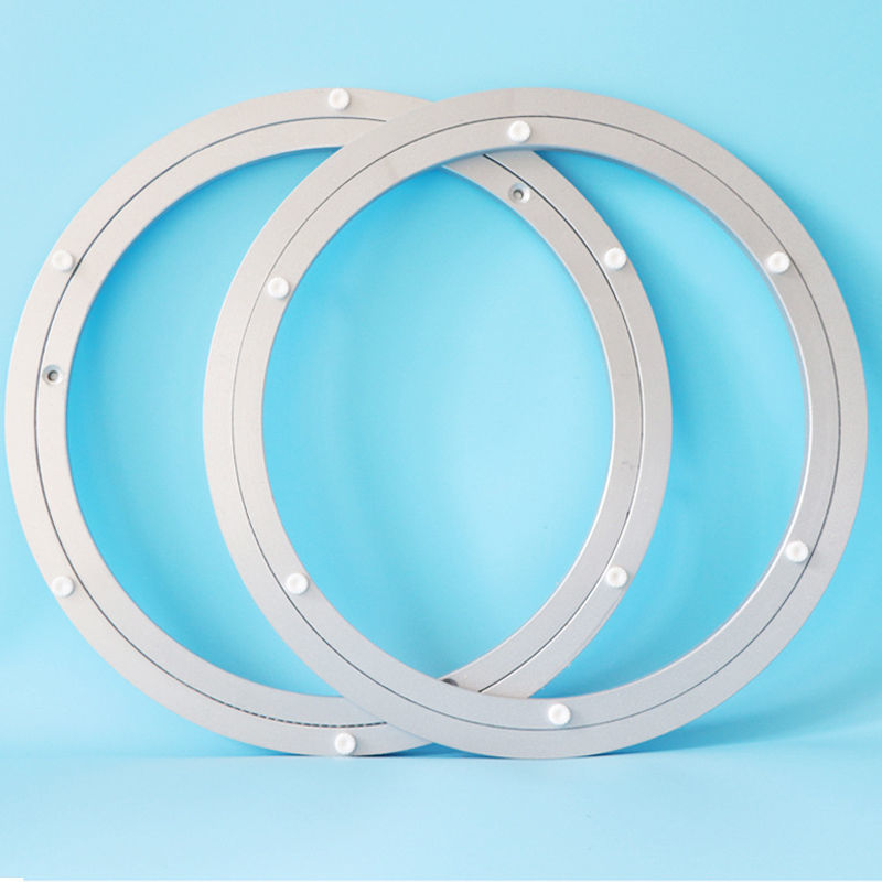 圆桌餐桌转盘底座轴承不锈钢旋转配件手动火锅钢化玻璃轨道铝转芯