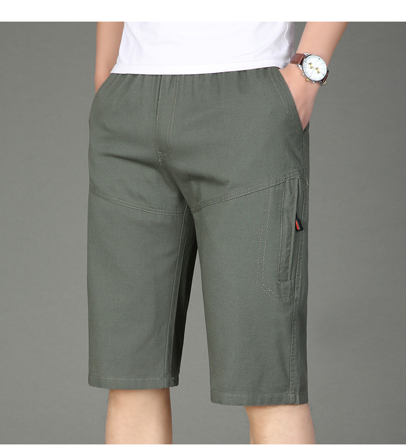 啄木鸟中老年人七分裤男宽松大码爸爸装外穿夏季棉休闲中裤子中年短裤