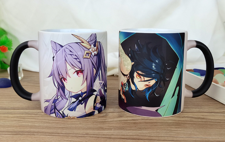 原神水杯钟离胡桃马克杯变色杯子八重神子陶瓷杯动漫二次元周边咖啡杯