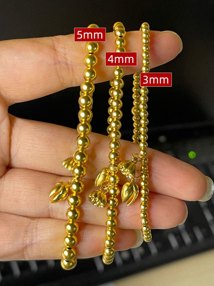 老凤凰黄金手链女999足金手镯子足金转运珠两世欢莲蓬古法传承金珠