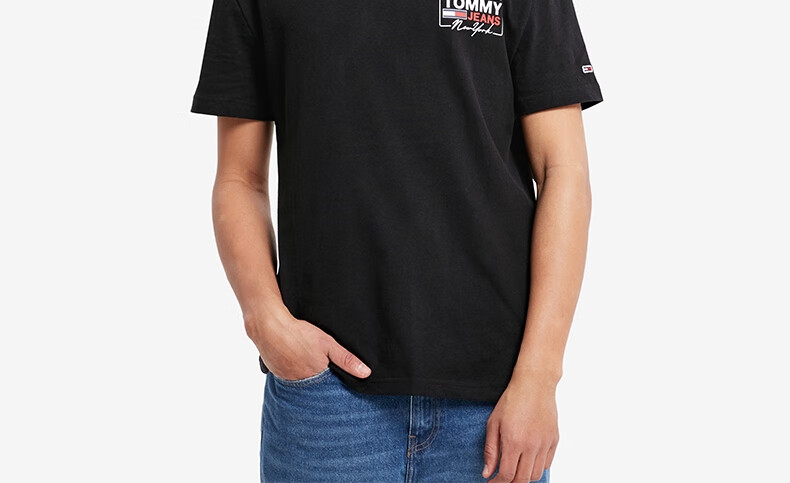 tommy男装21新款春秋纯棉正反字母印花圆领短袖t恤10216 黑色bds xl