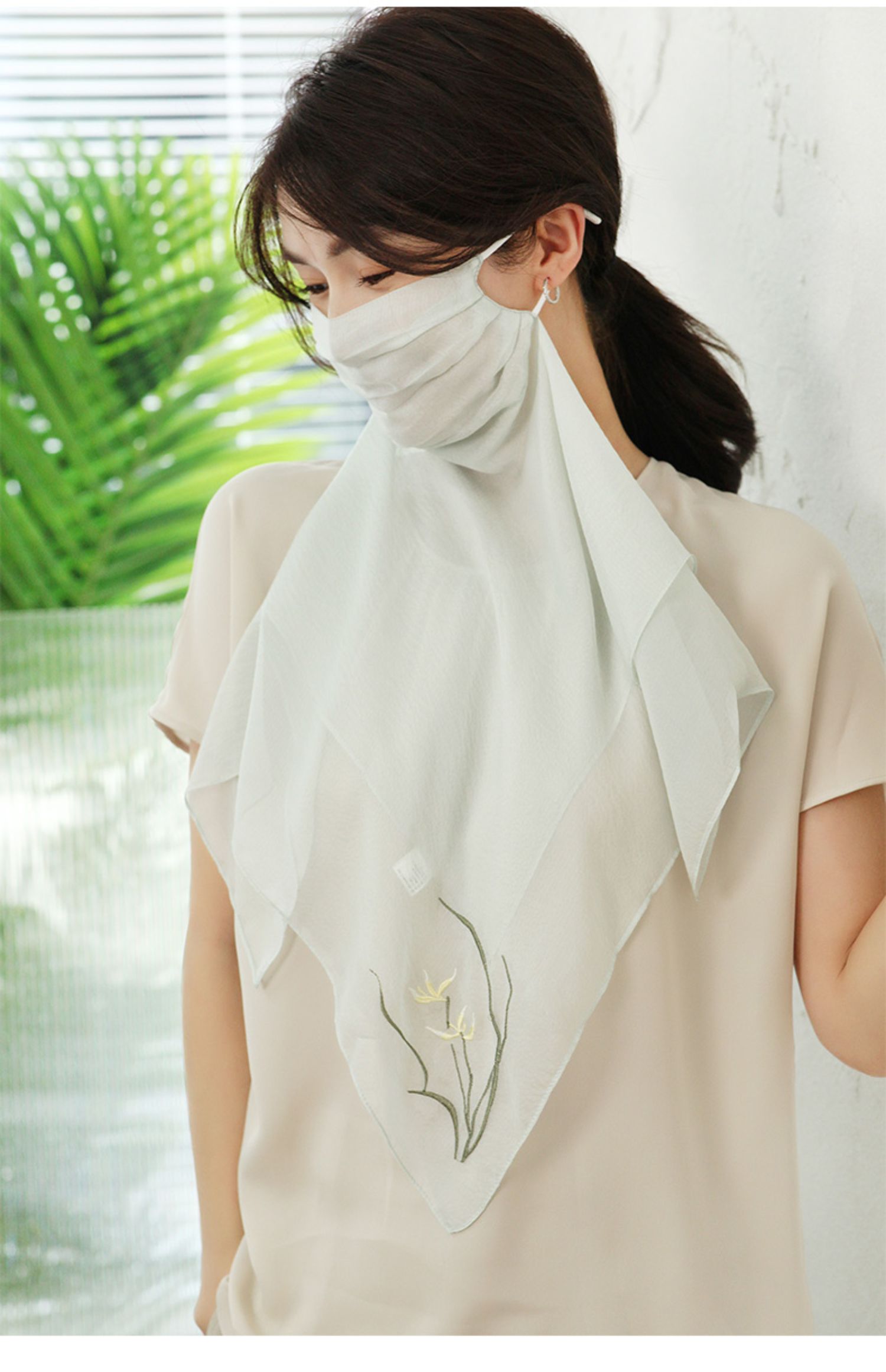 真丝开车防晒面纱女夏季防紫外线脸罩桑蚕丝遮脸面罩古风薄款口罩