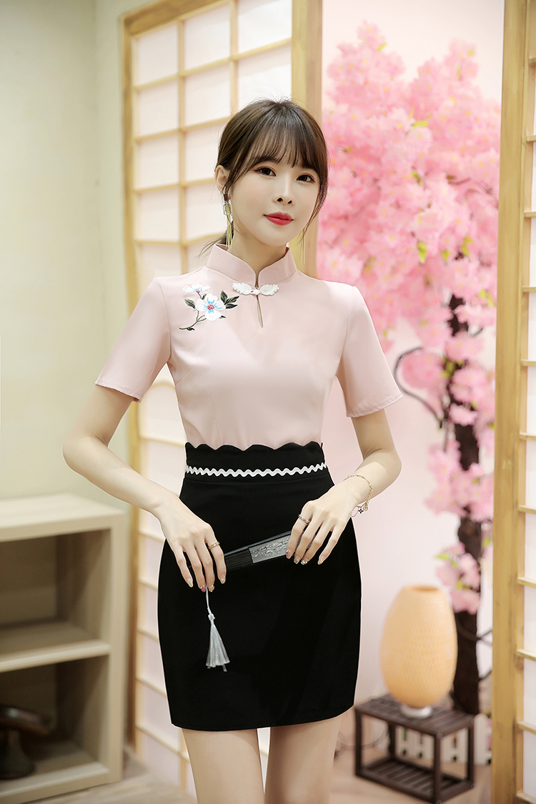 性感足浴桑拿技师制服工作服女装旗袍夏足疗气质按摩洗浴显瘦短裤套装