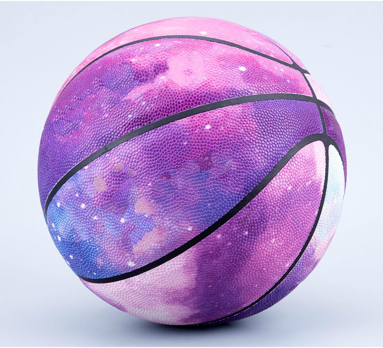 君东篮球2021艺术紫色星空颗粒pu7号夜光变色篮球耐磨防滑夜光7号篮球